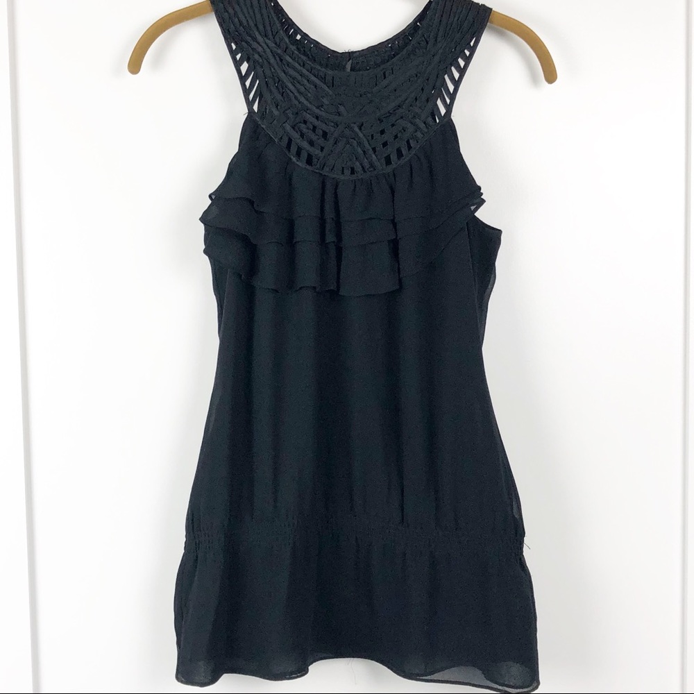 White House Black Market Ruffle Halter Peplum XS